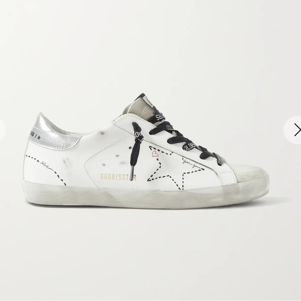 GOLDEN GOOSE
Superstar distressed leather and suede sneakers